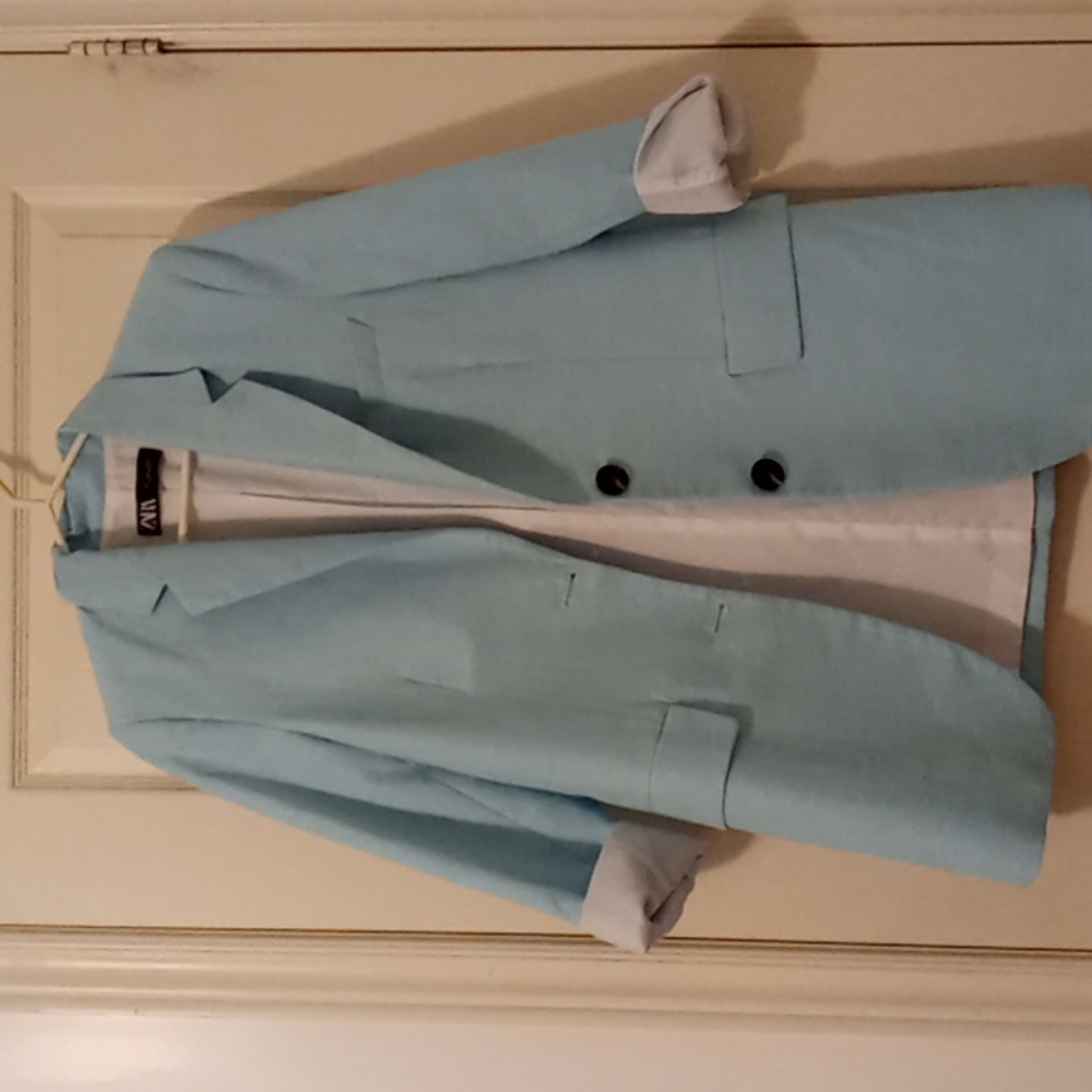 Zara sky blue long blazer